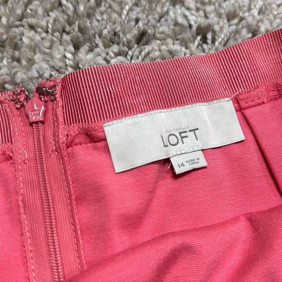 Ann Taylor Loft Womens Pink Lace Overlay Lined Scallop Hem Skirt Size 14 - Picture 3 of 5